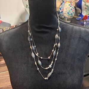 Multi-Strand Gray Beaded Necklace